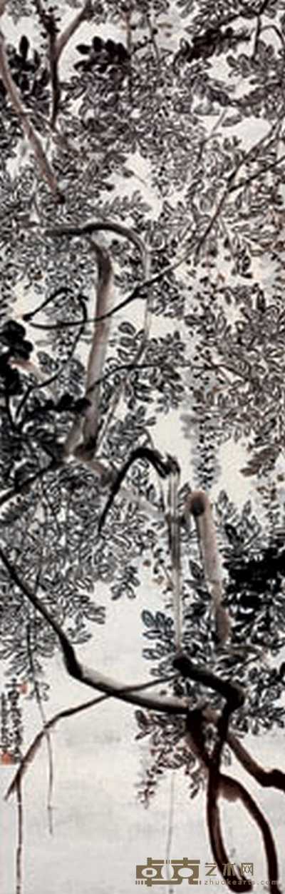 凌文渊 花卉 立轴 145×47cm